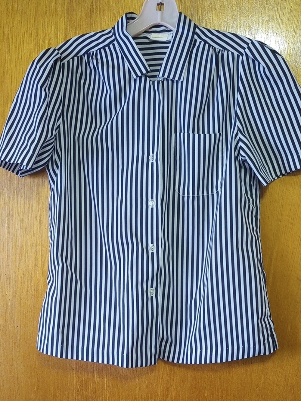 Rhoda Lee Classic Black & White Striped Polyester Spring Summer Blouse, Size 12